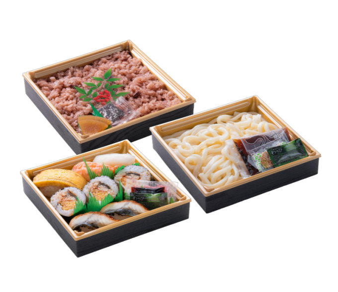 うなぎ三段折【赤飯折+にぎりうな玉折+ぶっかけうどん折】