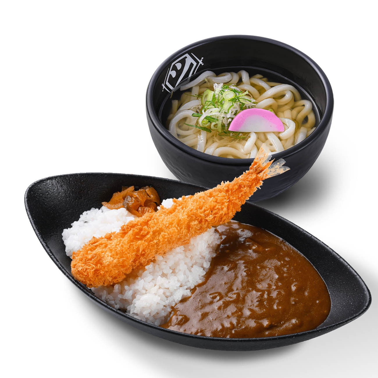 店舗限定 大海老フライカレー＆かけうどんセット