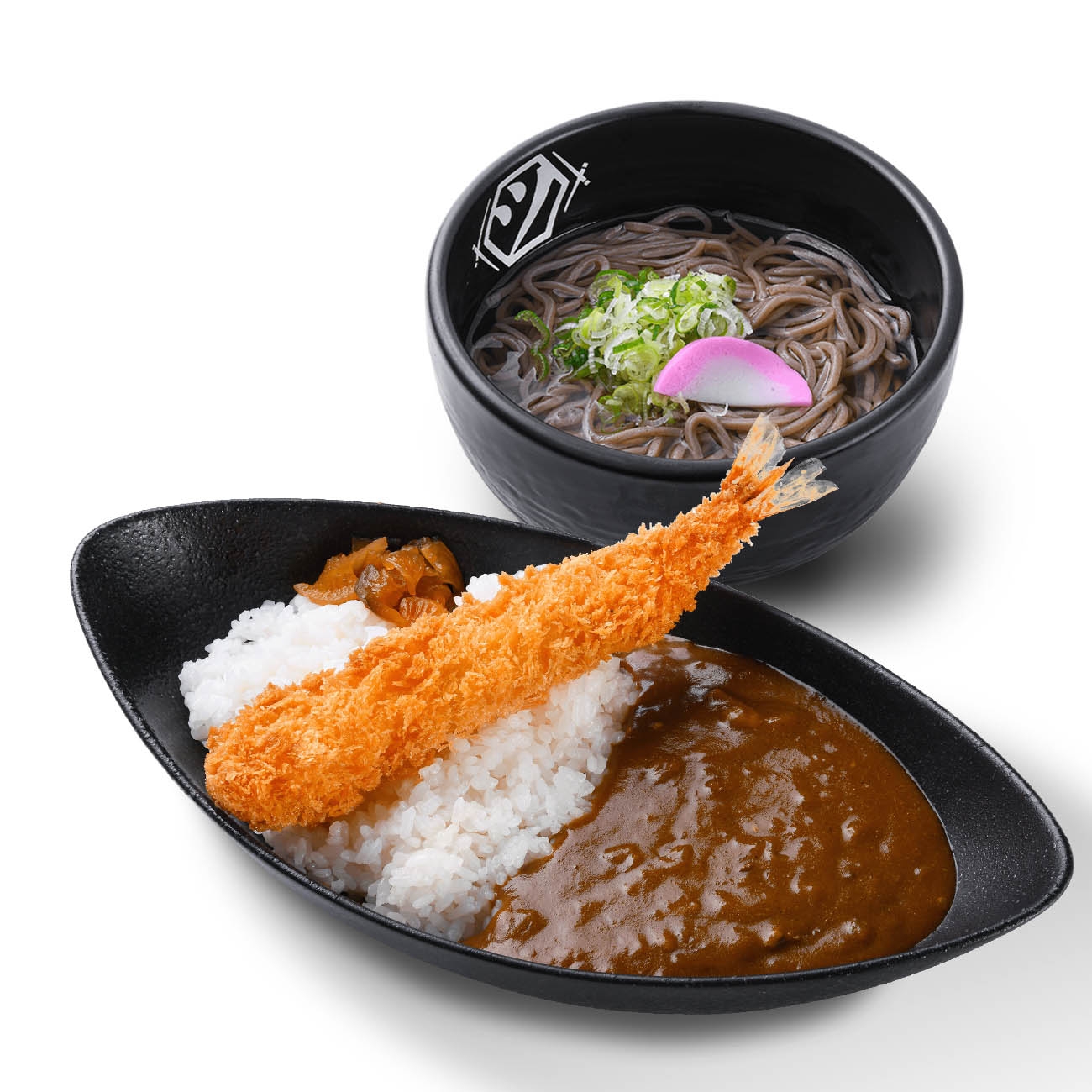 店舗限定 大海老フライカレー＆かけそばセット