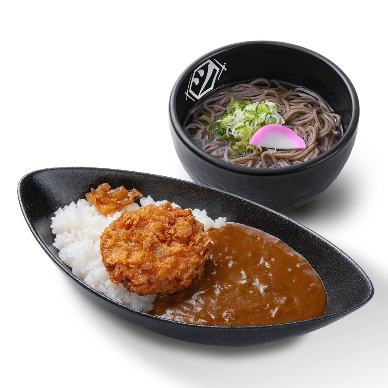 店舗限定 怪獣レモンミンチカツカレー＆かけそばセット