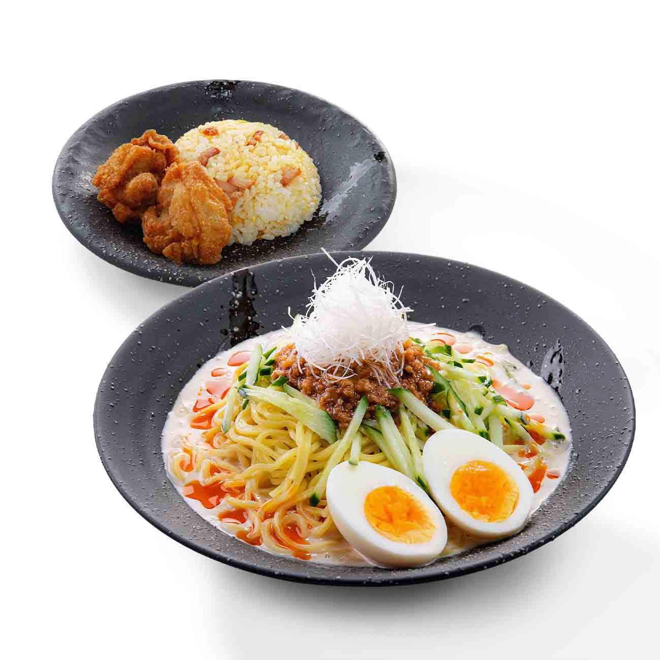 ピリ辛豆乳担々麵(赤)＆唐揚げ炒飯(小)