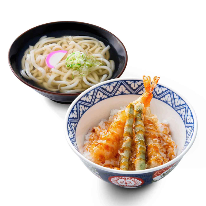 歓喜海老天丼＆かけうどんセット