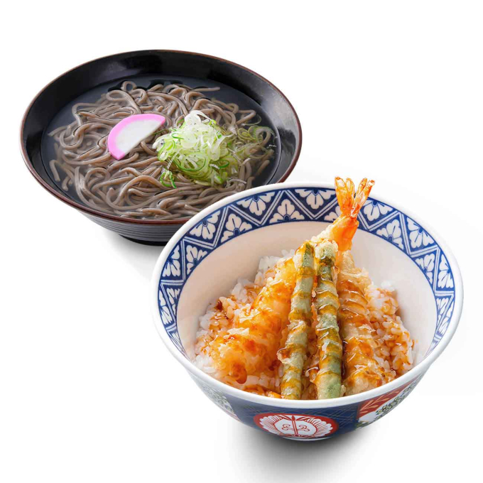 歓喜海老天丼＆かけそばセット