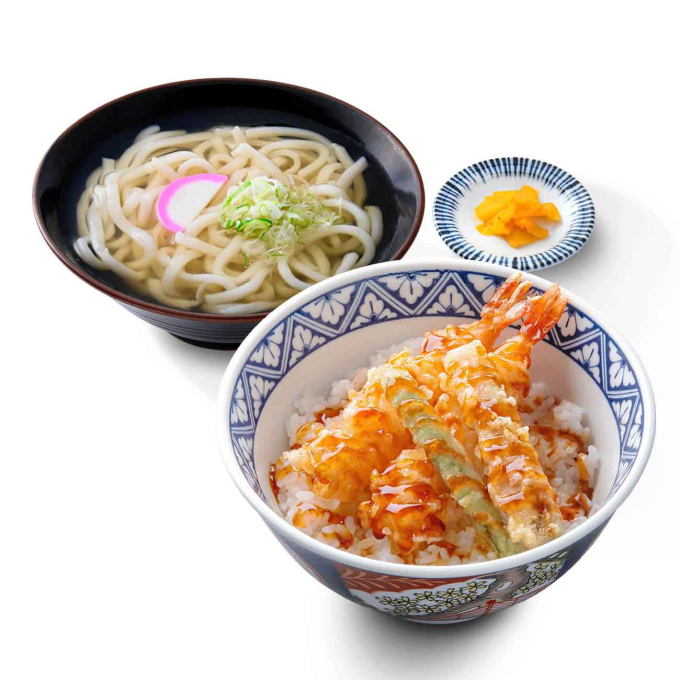 海老天丼＆かけうどん