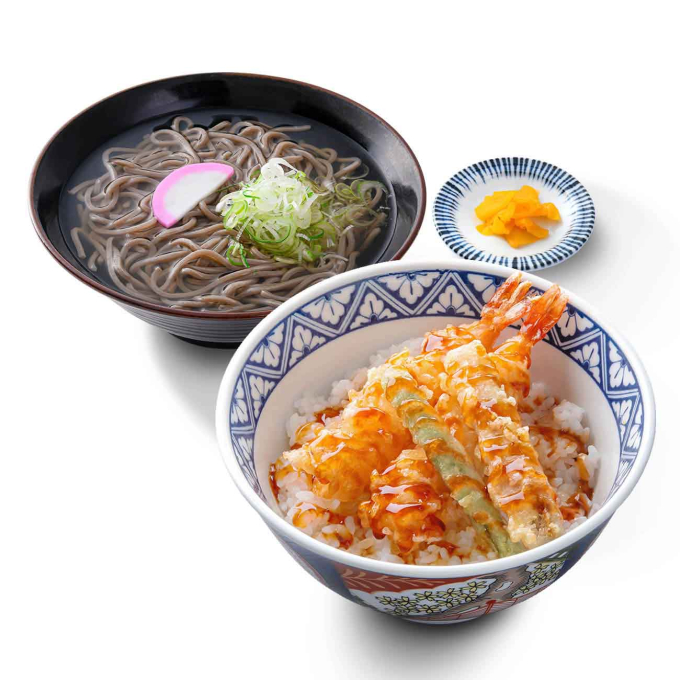 海老天丼＆かけそば