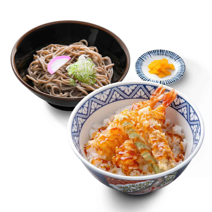 海老天丼＆ぶっかけそば