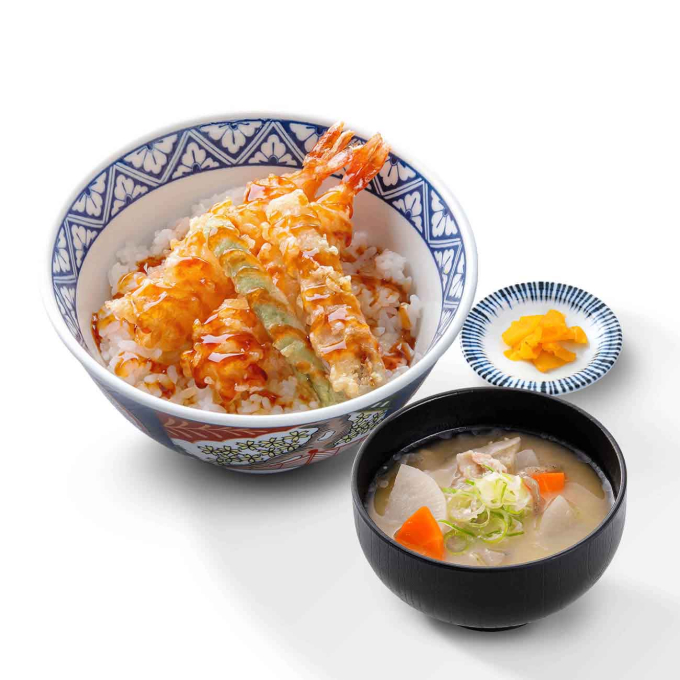 海老天丼＆豚汁