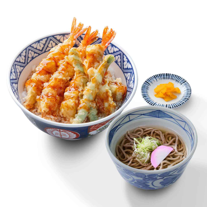 トリプル海老天丼＆小そばセット