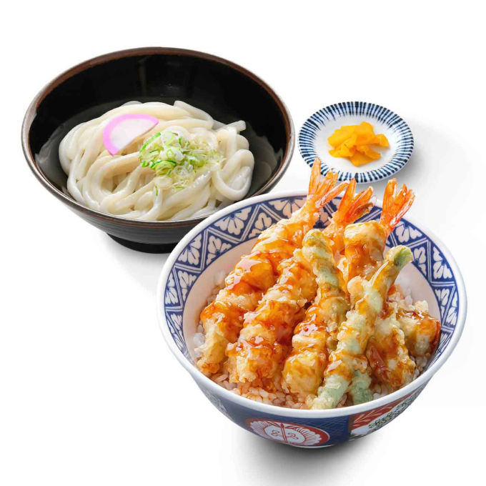 トリプル海老天丼＆ぶっかけうどんセット