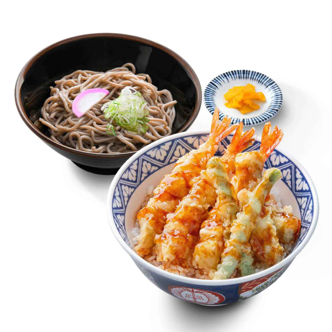 トリプル海老天丼＆ぶっかけそばセット